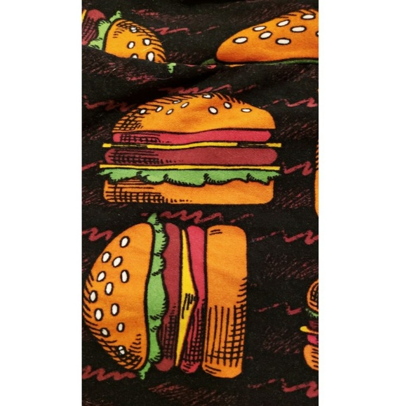 LuLaRoe Hamburger leggings Black New sz OS burger - Picture 3 of 5